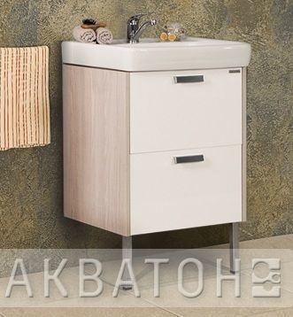Тумба с умывальником подвесная Йорк 55 белый/ясень фабрик 1A1705K0YOAV0 Акватон